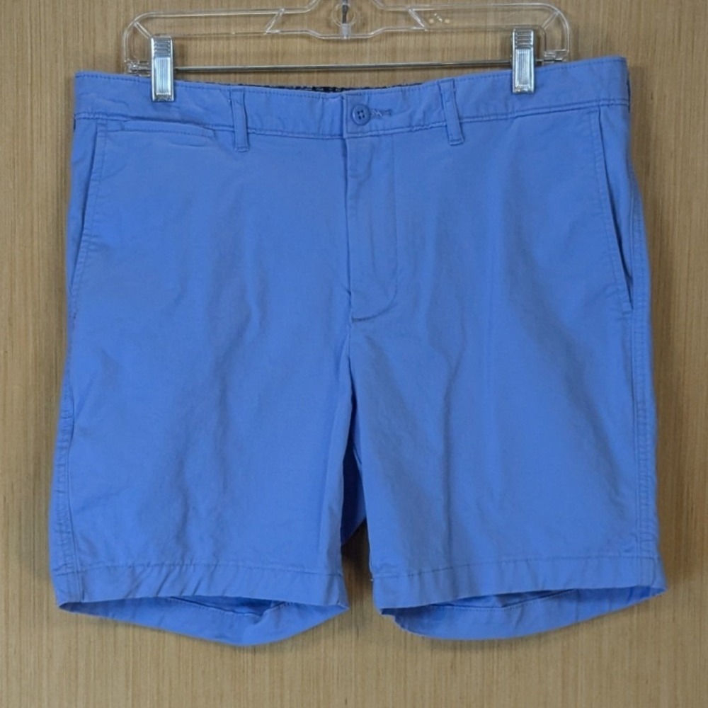 Cremieux Men 34 Blue Comfort Stretch Chino Shorts Flat Front Cotton Blend Golf